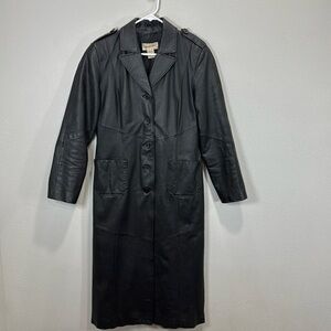 Vintage 90s Newport News leather long jacket coat‎ maxi
Black